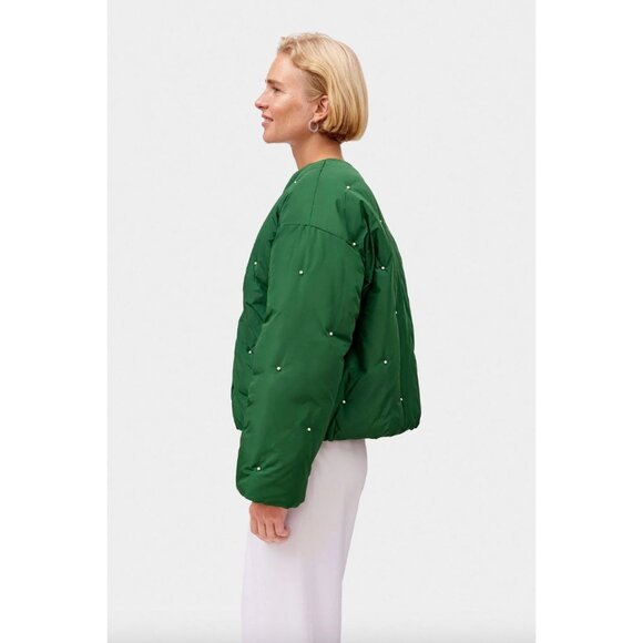SLEEPER Puffer Jacket With Pearl Details Green Womens Size Small Medium - Picture 4 of 11